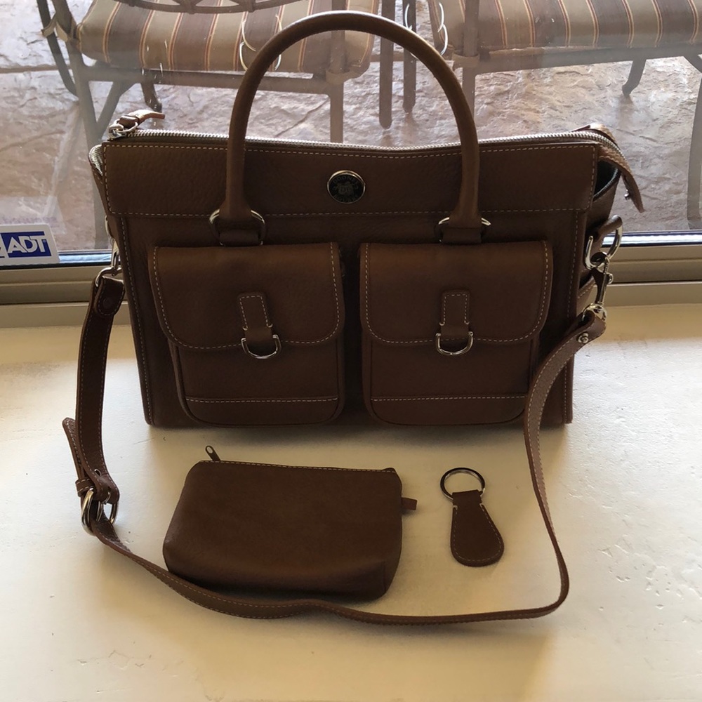 Dooney &  Burke Tan Double Pocket Leather Satchel
